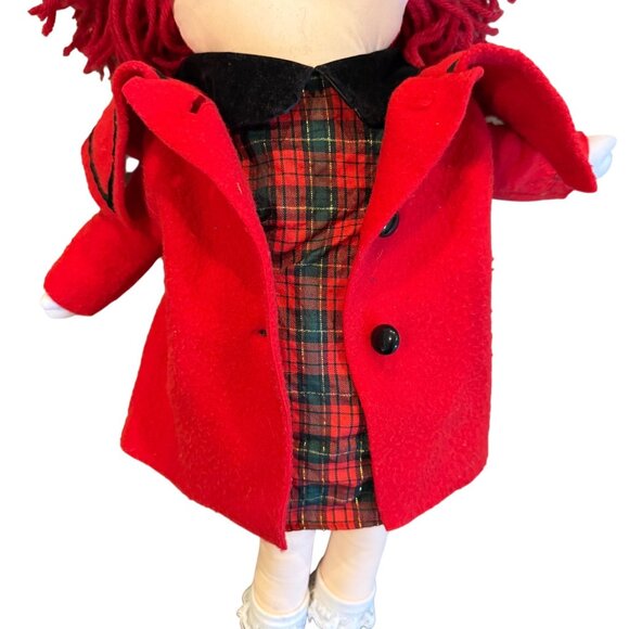 1990 Eden 20" Madeline Doll w/ Red Coat, Plaid Red, Dress Hat, & Appendix Scar - Picture 3 of 9